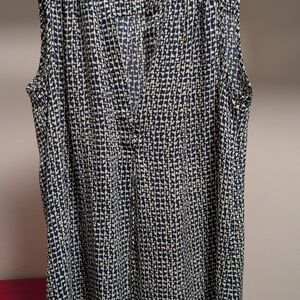 Navy With Blue And Yellow Sleeveless Blouse